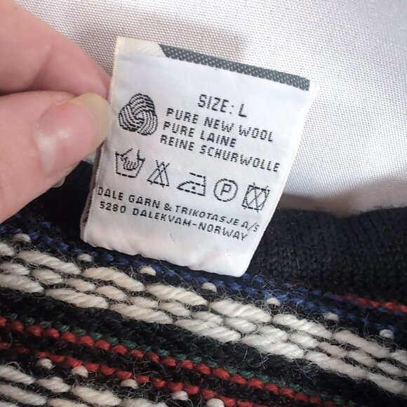 Dale of Norway 1/4 Clasp Norway Nordic L Wool Sweater Long Black Multi Fair Isle - Picture 4 of 16